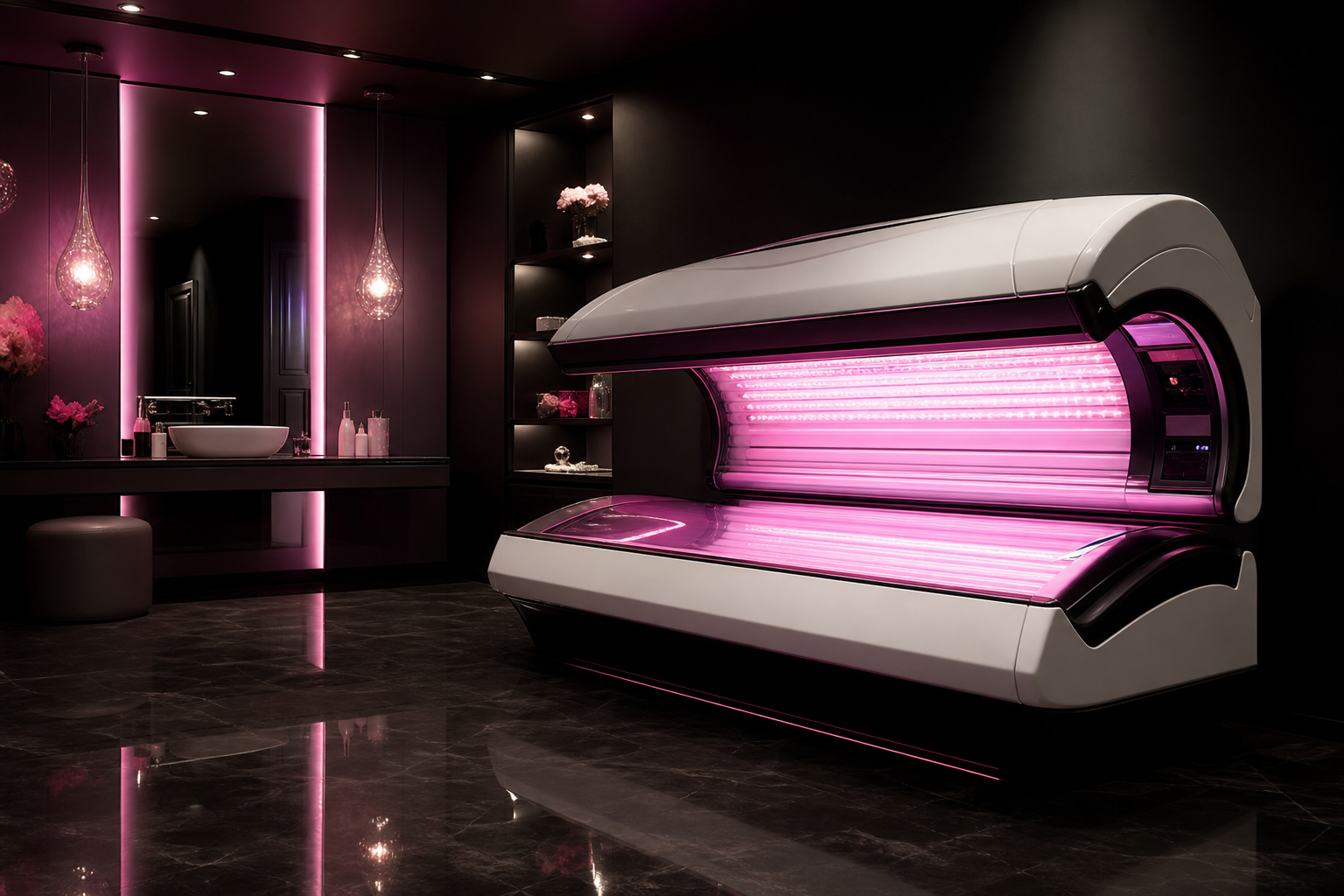 Modern commercial tanning salon interior